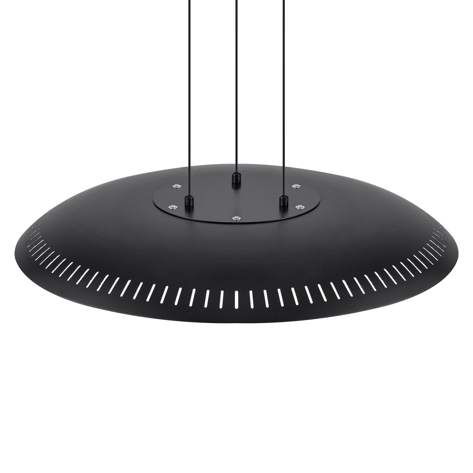 24-Watt 1 Light Modern Black Dome Dimmable LED Pendant Light Chandelier with Metal Shade for Dining Room, Kitchen Island