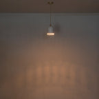 1-Light Gold Iron Semi-Domed Shape Pendant Light with Matte White Metal Shade Hollow Out Design for Living Room