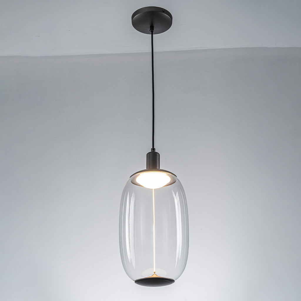 10-Watt 1-Light Modern Dimmable Integrated LED Pendant Light with Drum Shade for Kitchen Island