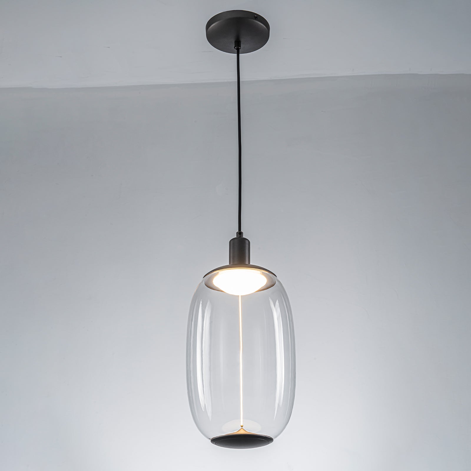 10-Watt 1-Light Modern Dimmable Integrated LED Pendant Light with Drum Shade for Kitchen Island