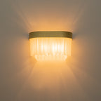14.37 in. 2-Light Modern Gold Metal Wall Sconce with Frosted Glass Shades
