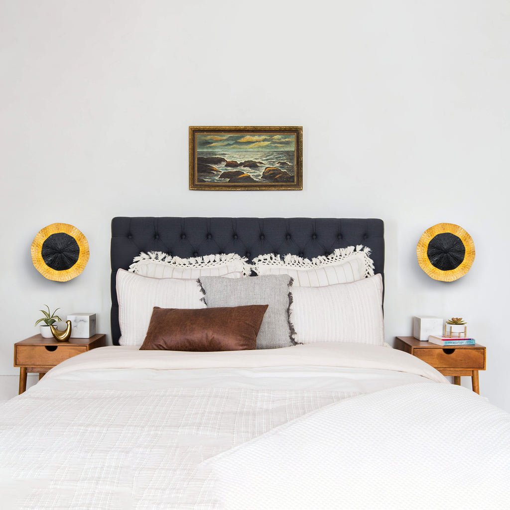 11.41 in. 13-Watt Matte Black and Gold Foil Round Dimmable Integrated LED Wall Sconce for Corridor