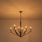 41 in. 8-Light Matte Black Traditional Candlestick Chandelier Modern Linear Candle Pendant Light