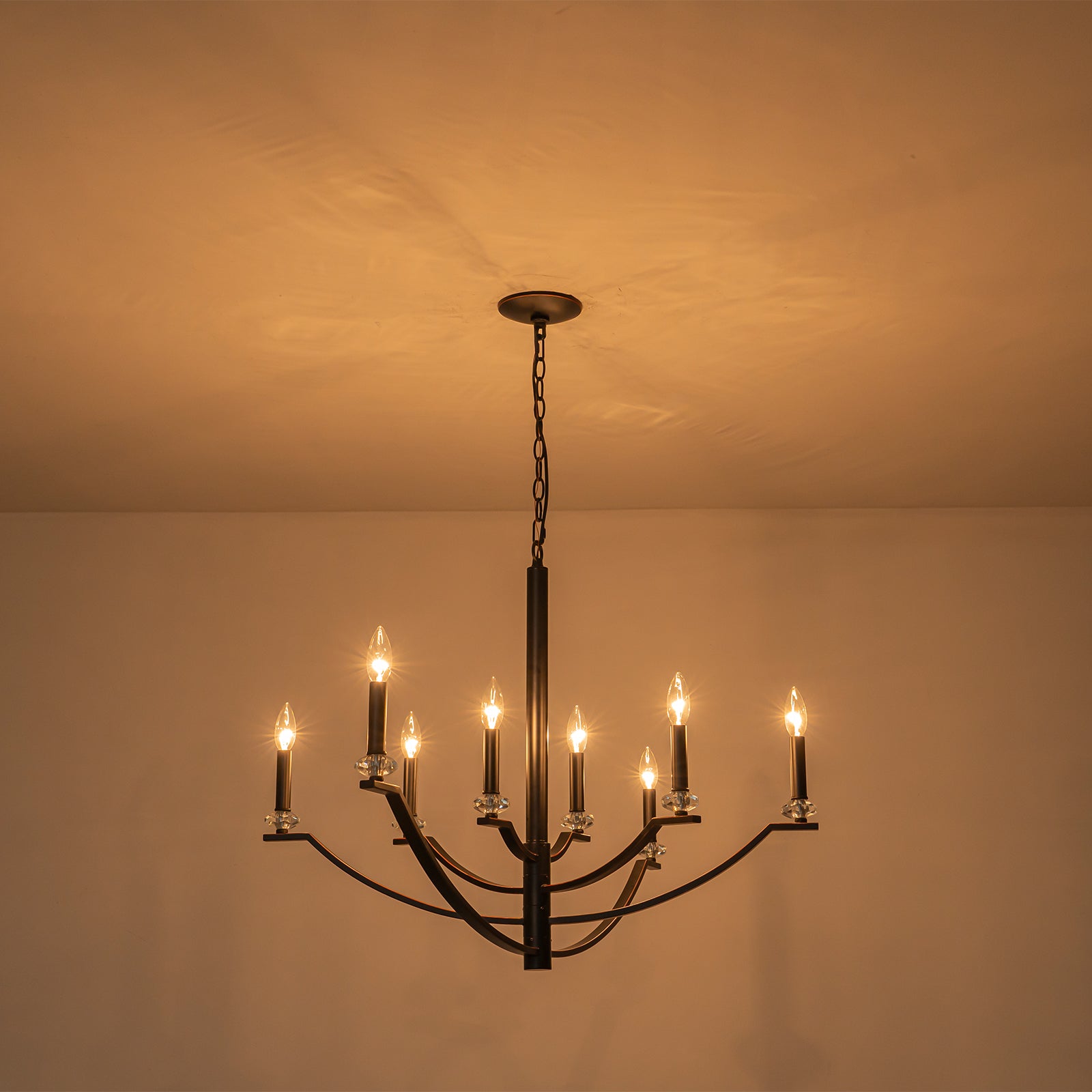 41 in. 8-Light Matte Black Traditional Candlestick Chandelier Modern Linear Candle Pendant Light