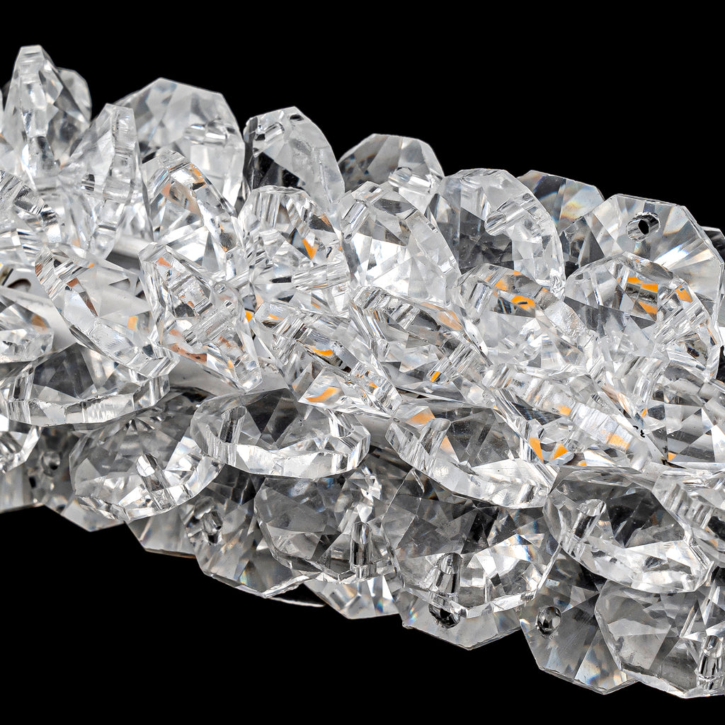 1-Light Modern Gold Metal Ring Crystal Integrated LED Pendant Light Dimmable Chandelier for Dining Room
