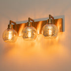 20.47 in. 3-Light Modern Gold Metal Linear Bathroom Vanity Light with Globe Mercury Glass Shades