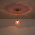 11.02 in. 1-Light Modern Pink Hanging Pendant Light with Flower Shaped Glass Shade for Bedroom, Kitchen Island