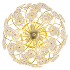 6-Light Modern Metal Gold Globe Cage Chandelier with Glass Flower Shade for Living Room, Dining, Bedroom