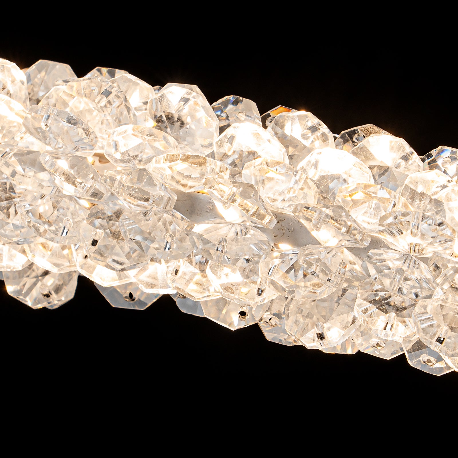 1-Light Modern Gold Metal Ring Crystal Integrated LED Pendant Light Dimmable Chandelier for Dining Room