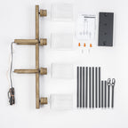 30.5 in. 4-Light Modern Farmhouse Matte Black Linear Chandelier with Faux Wood Accent Island Pendant with Glass Shades