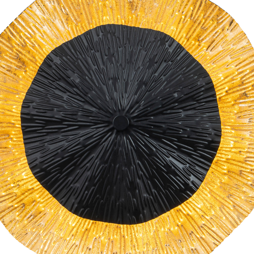 11.41 in. 13-Watt Matte Black and Gold Foil Round Dimmable Integrated LED Wall Sconce for Corridor