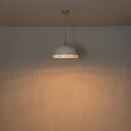 3-Light Gold Iron Semi-Domed Shape Pendant Light with Matte White Metal Shade Hollow Out Design for Living Room
