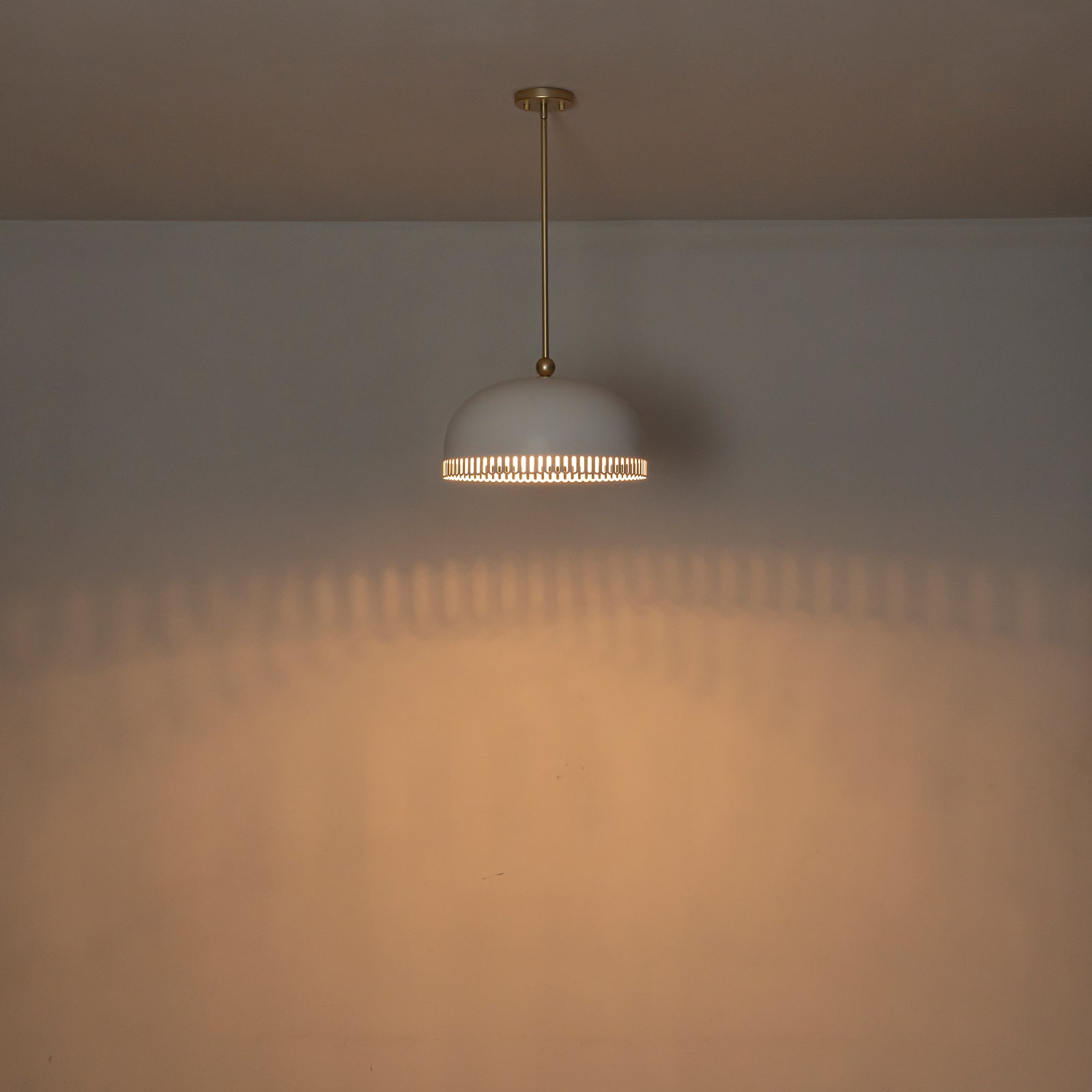 3-Light Gold Iron Semi-Domed Shape Pendant Light with Matte White Metal Shade Hollow Out Design for Living Room