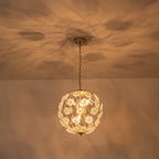 6-Light Modern Metal Gold Globe Cage Chandelier with Glass Flower Shade for Living Room, Dining, Bedroom