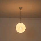 Chrome Modern Globe Hanging Pendant Light with White Bubble Glass Shade for Kitchen Island, Dining