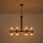 35.24 in. 16-Light Modern Luxury Black Gold Iron Chandelier Pendant Lighting with Glass Shades for Living Room, Dining
