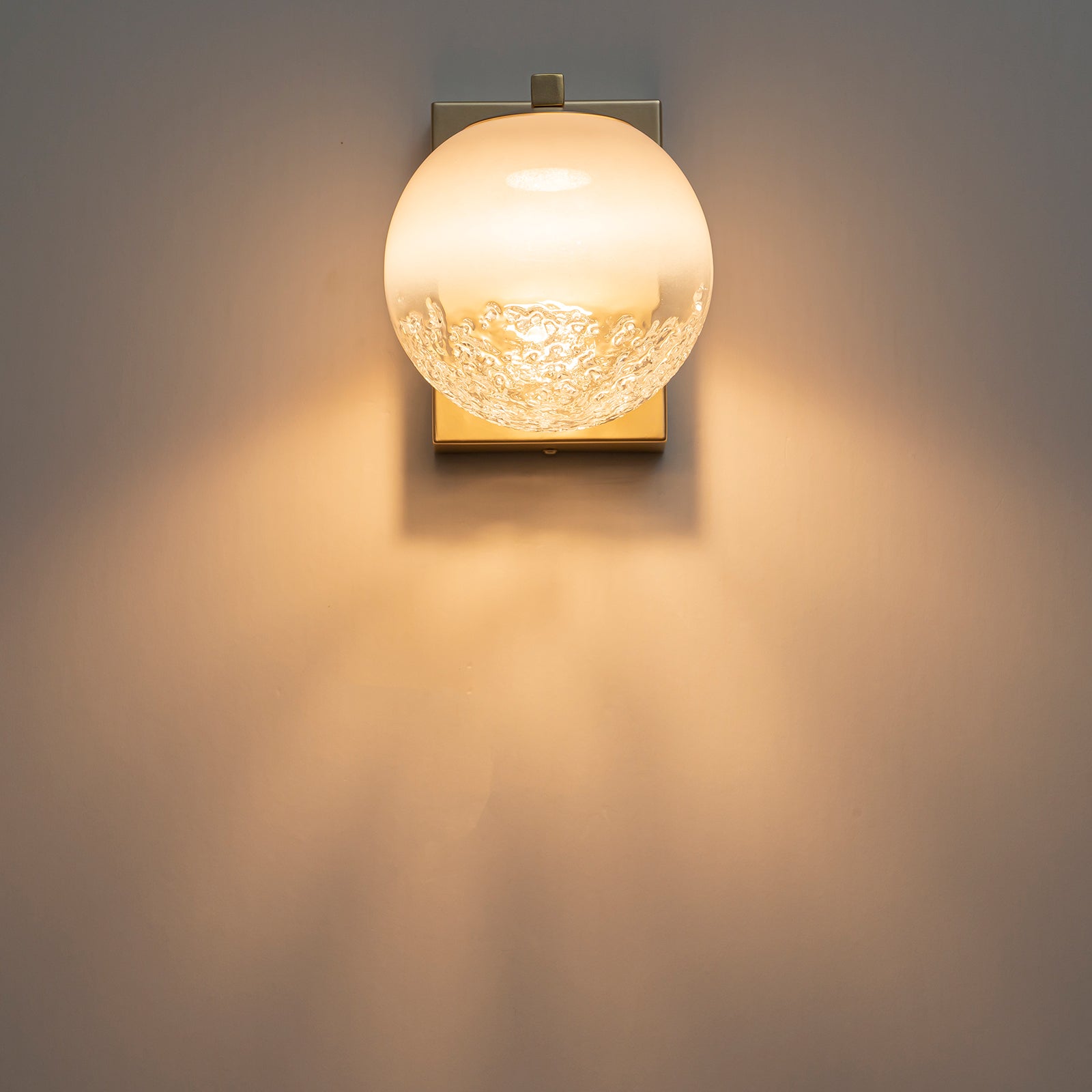 5.9 in. 1-Light Modern Gold Globe Integrated LED Wall Sconce Light with White Glass Shade for Bathroom Hallway