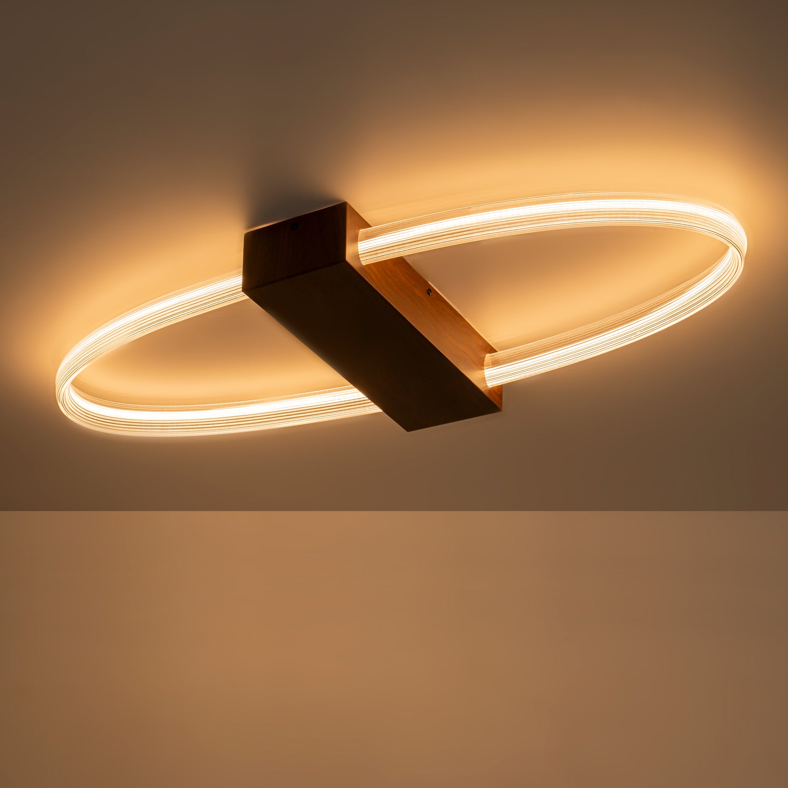 31.5 in. 1-Light Modern Brown Oval Integrated LED Flush Mount Ceiling Light Dimmable Ceiling Light