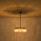 22.44 in. 5-Light Modern Black Branch Chandelier with Clear Cracked Glass Shades for Kitchen Island, Living Room