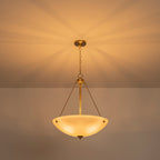 19.69 in. 4-Light Modern Farmhouse Gold Metal Bowl Island Pendant Light with White Glass Shade for Kitchen