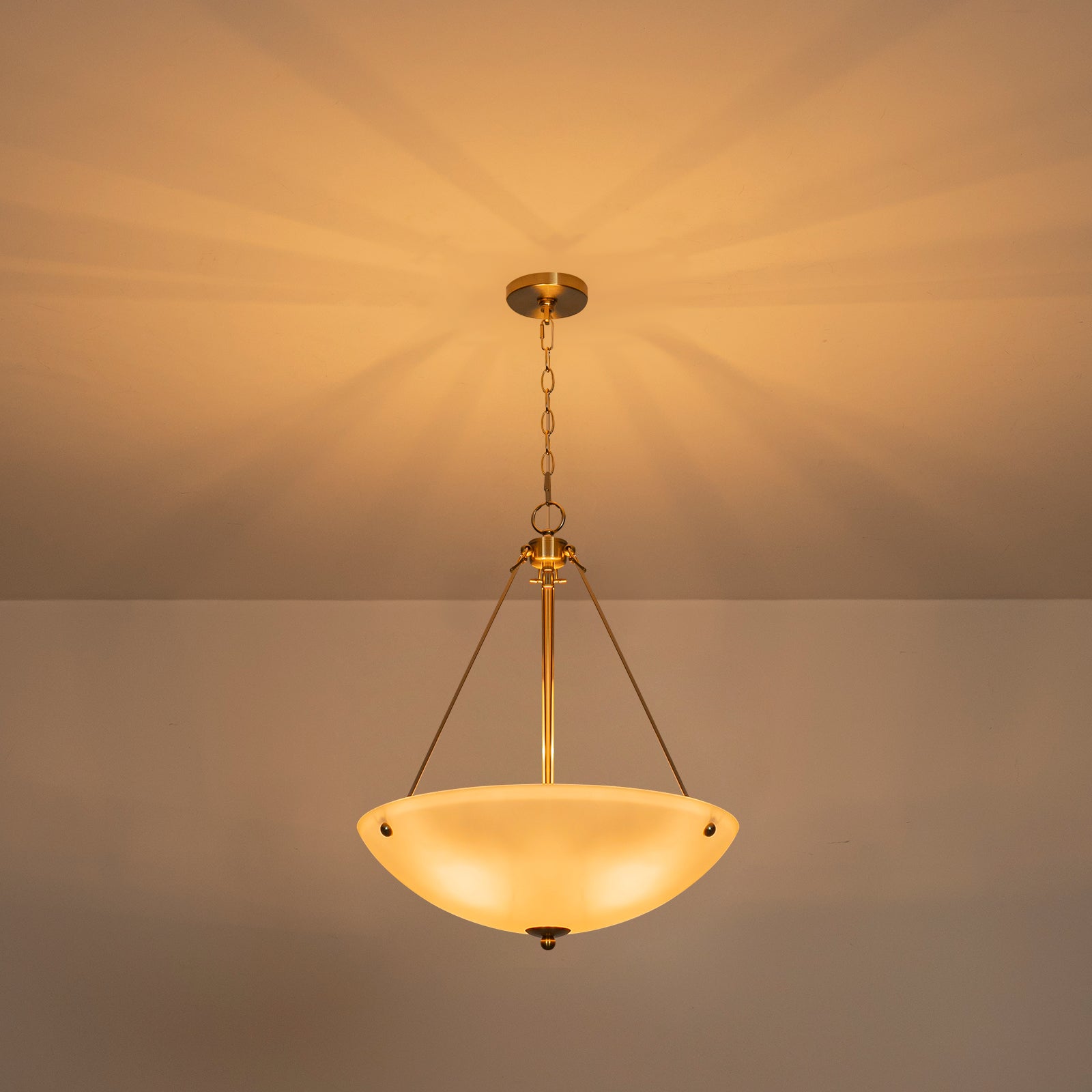 19.69 in. 4-Light Modern Farmhouse Gold Metal Bowl Island Pendant Light with White Glass Shade for Kitchen