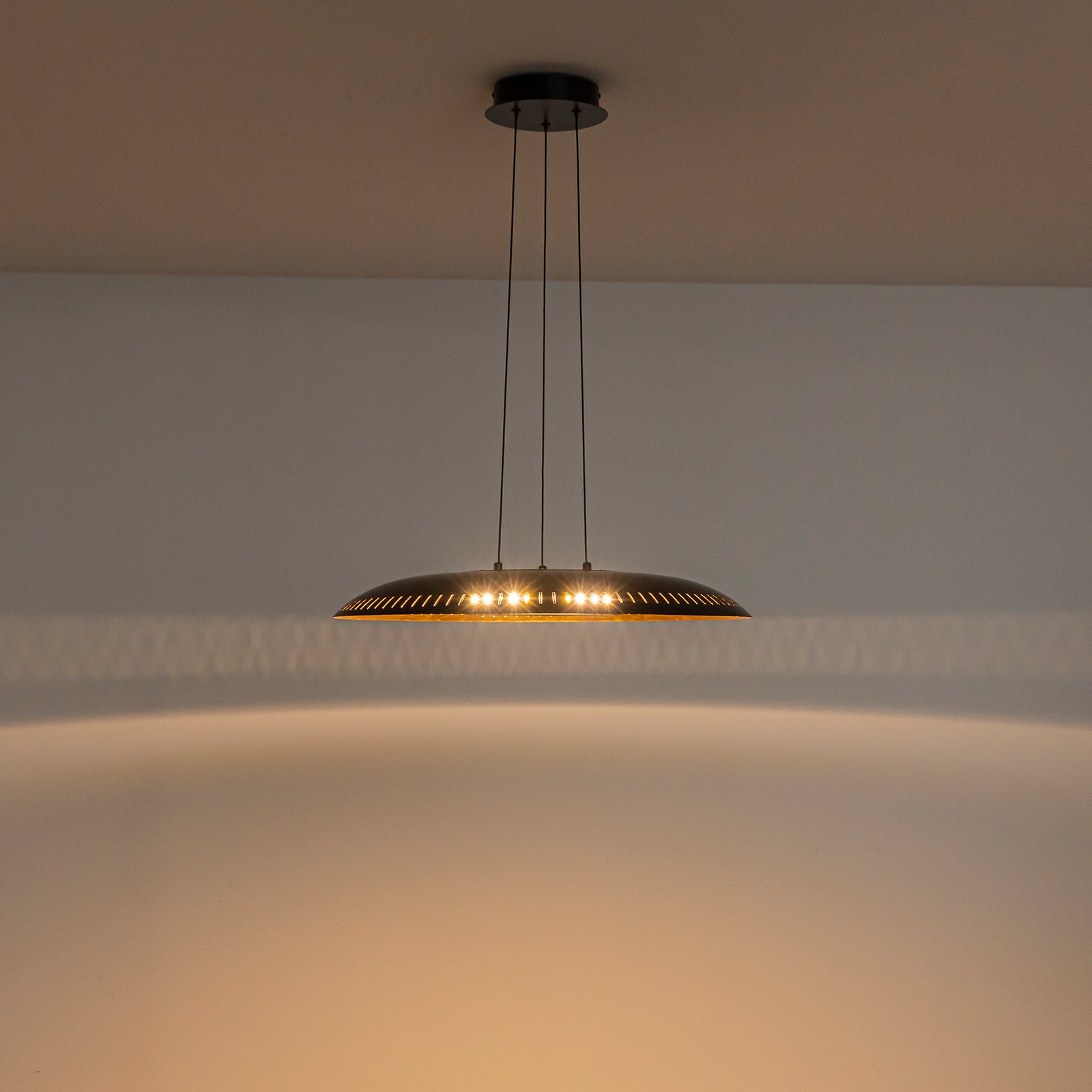 24-Watt 1 Light Modern Black Dome Dimmable LED Pendant Light Chandelier with Metal Shade for Dining Room, Kitchen Island