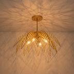 26 in. 4-Light Modern Luxury Gold Bowl Semi-Flush Mount Ceiling Light with Metal Leaf Shade