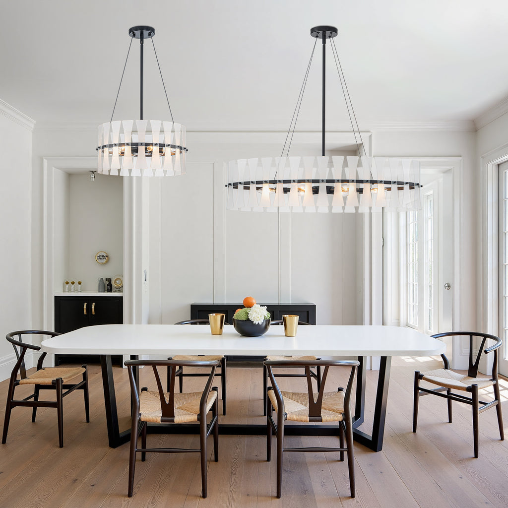 6 Light Oval Chandelier Frosted Dining Room Linear Kitchen Island