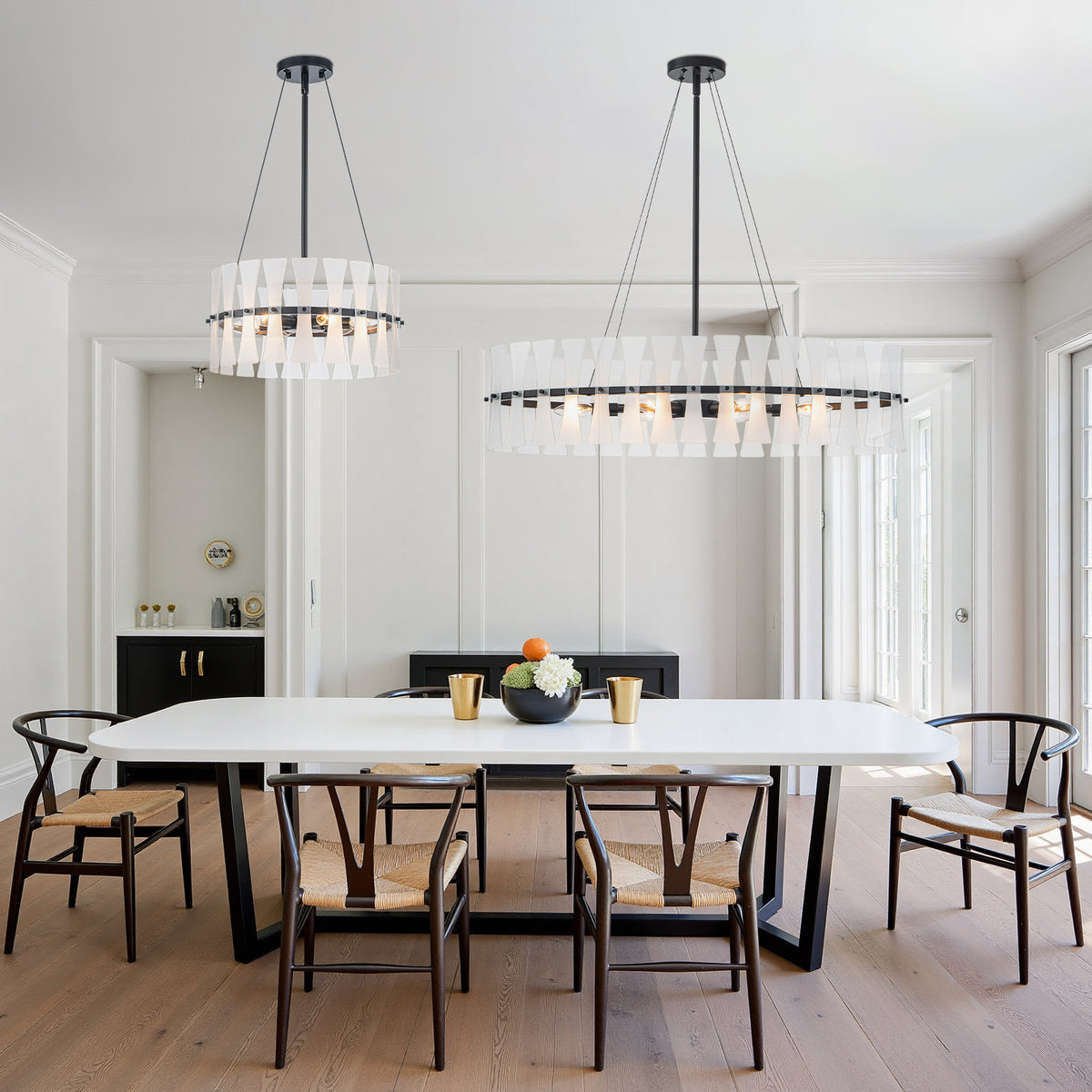 6 Light Oval Chandelier Frosted Dining Room Linear Kitchen Island