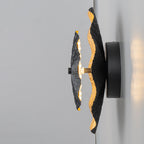 11.41 in. 13-Watt Matte Black and Gold Foil Round Dimmable Integrated LED Wall Sconce for Corridor