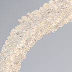 1-Light Modern Gold Metal Ring Crystal Integrated LED Pendant Light Dimmable Chandelier for Dining Room