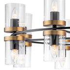 35.24 in. 16-Light Modern Luxury Black Gold Iron Chandelier Pendant Lighting with Glass Shades for Living Room, Dining