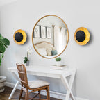 11.41 in. 13-Watt Matte Black and Gold Foil Round Dimmable Integrated LED Wall Sconce for Corridor
