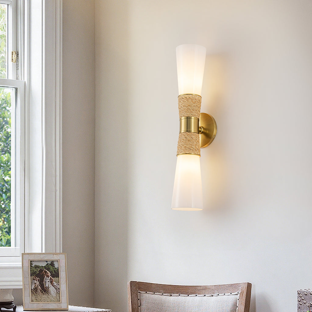 Natural Brass White Opal Glass Ceramic Wall Sconce | SKU 81010000083238 | A81010000083238 (1).jpg