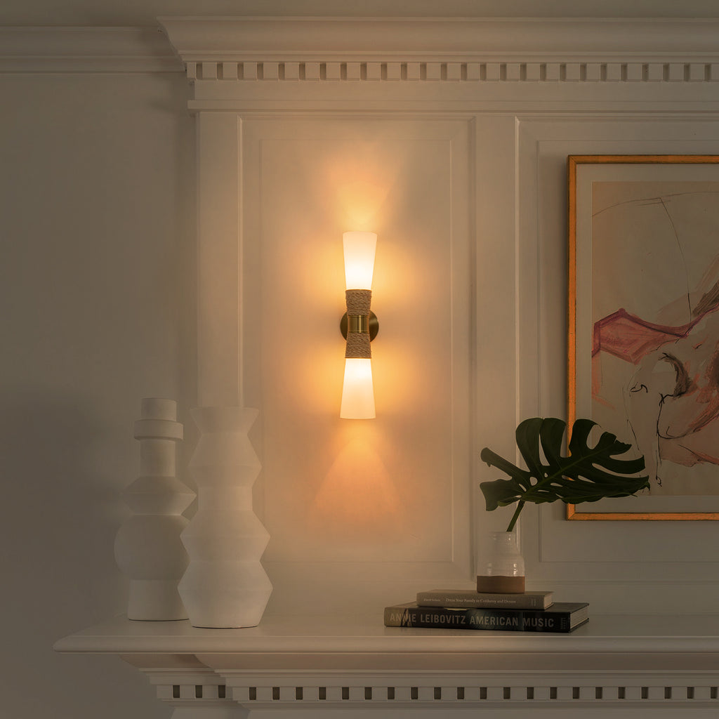 Natural Brass White Opal Glass Ceramic Wall Sconce | SKU 81010000083238 | A81010000083238 (3).jpg