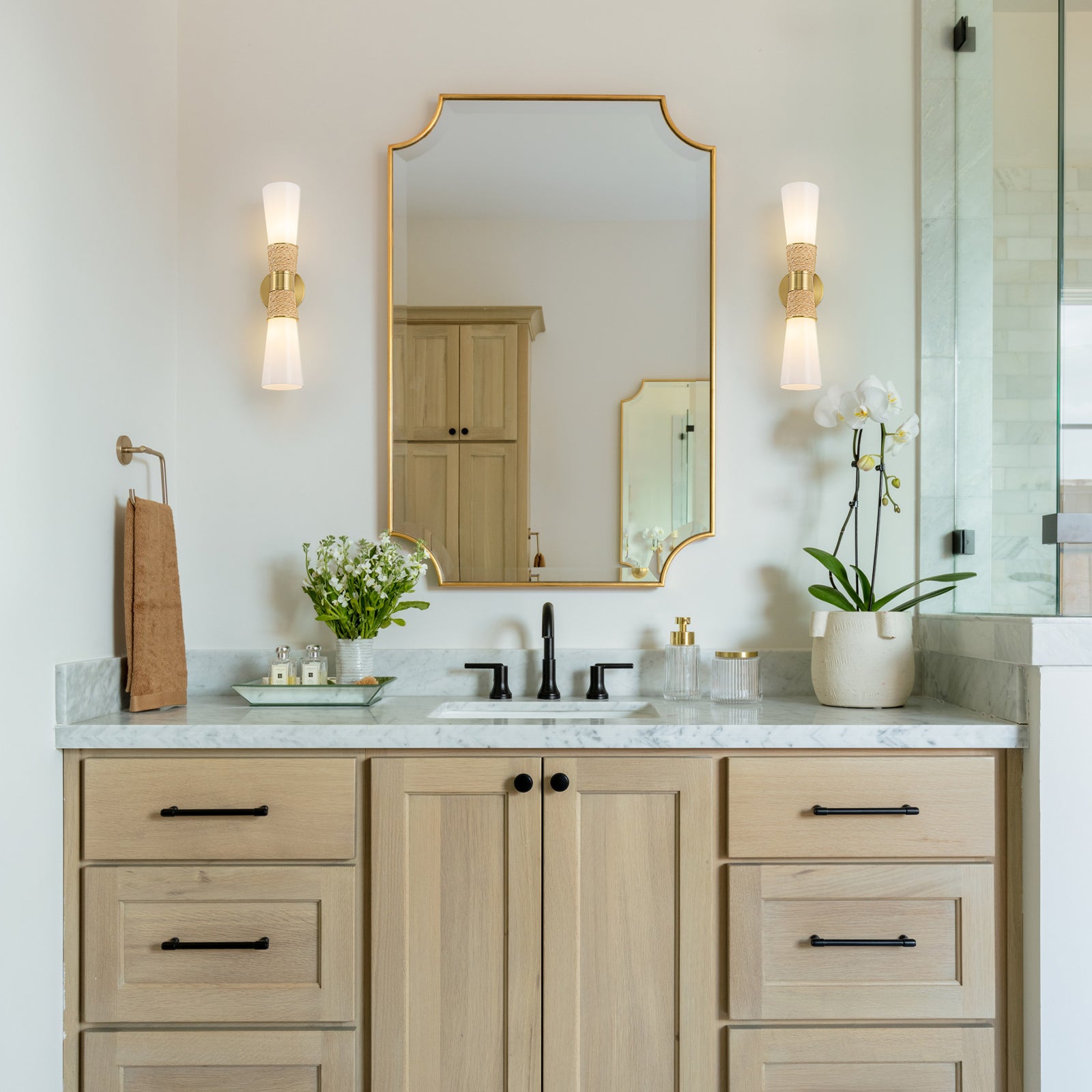 Natural Brass White Opal Glass Ceramic Wall Sconce | SKU 81010000083238 | A81010000083238 (5).jpg