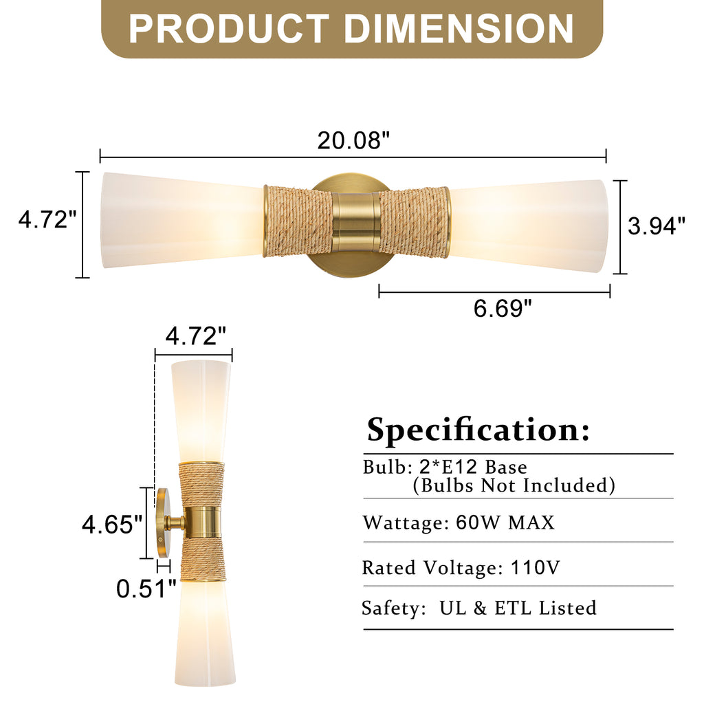 Natural Brass White Opal Glass Ceramic Wall Sconce | SKU 81010000083238 | A81010000083238 (7).jpg