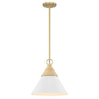 Natural Brass White Ceramic Cone Pendant Light | SKU 81010000083258 | A81010000083258 (2).jpg