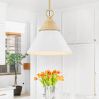 Natural Brass White Ceramic Cone Pendant Light | SKU 81010000083258 | A81010000083258 (1).jpg