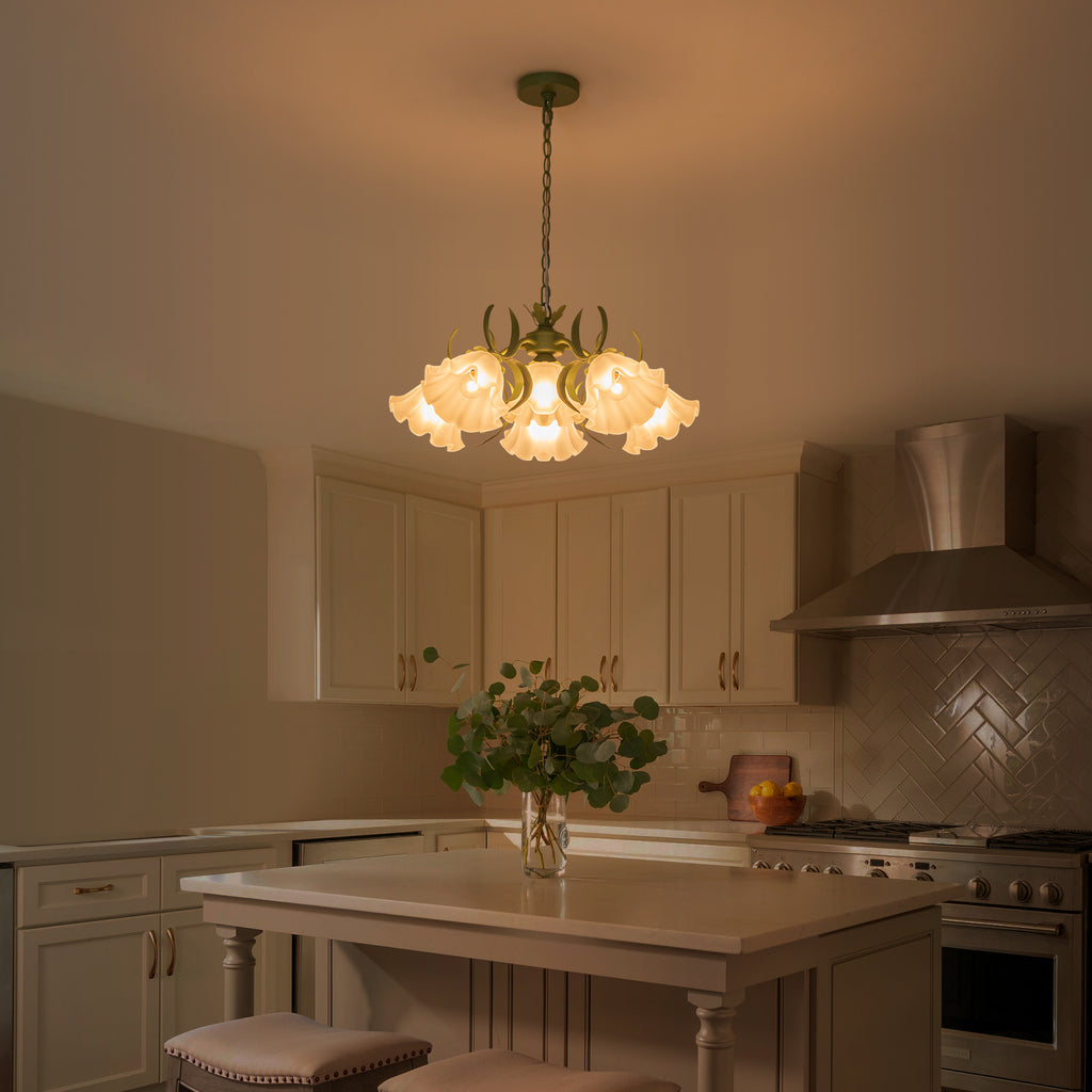 Sage Green Clear Glass Ceramic 6-Light Wagon Wheel Chandelier | SKU 81010000083328 | A81010000083328 (1).jpg