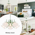 Sage Green Clear Glass Ceramic 6-Light Wagon Wheel Chandelier | SKU 81010000083328 | A81010000083328 (5).jpg