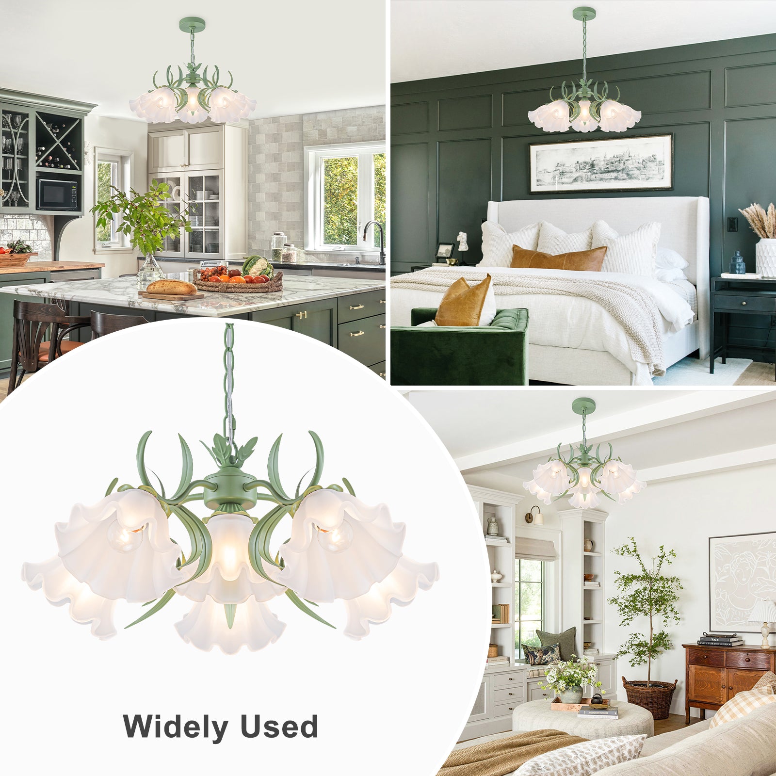 Sage Green Clear Glass Ceramic 6-Light Wagon Wheel Chandelier | SKU 81010000083328 | A81010000083328 (5).jpg
