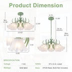 Sage Green Clear Glass Ceramic 6-Light Wagon Wheel Chandelier | SKU 81010000083328 | A81010000083328 (6).jpg