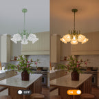 Sage Green Clear Glass Ceramic 6-Light Wagon Wheel Chandelier | SKU 81010000083328 | A81010000083328 (7).jpg