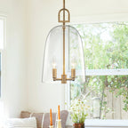 Natural Brass White Clear Glass Wood 2-Light Bell Pendant Light | SKU 81010000086458 | A81010000086458 (2).jpg