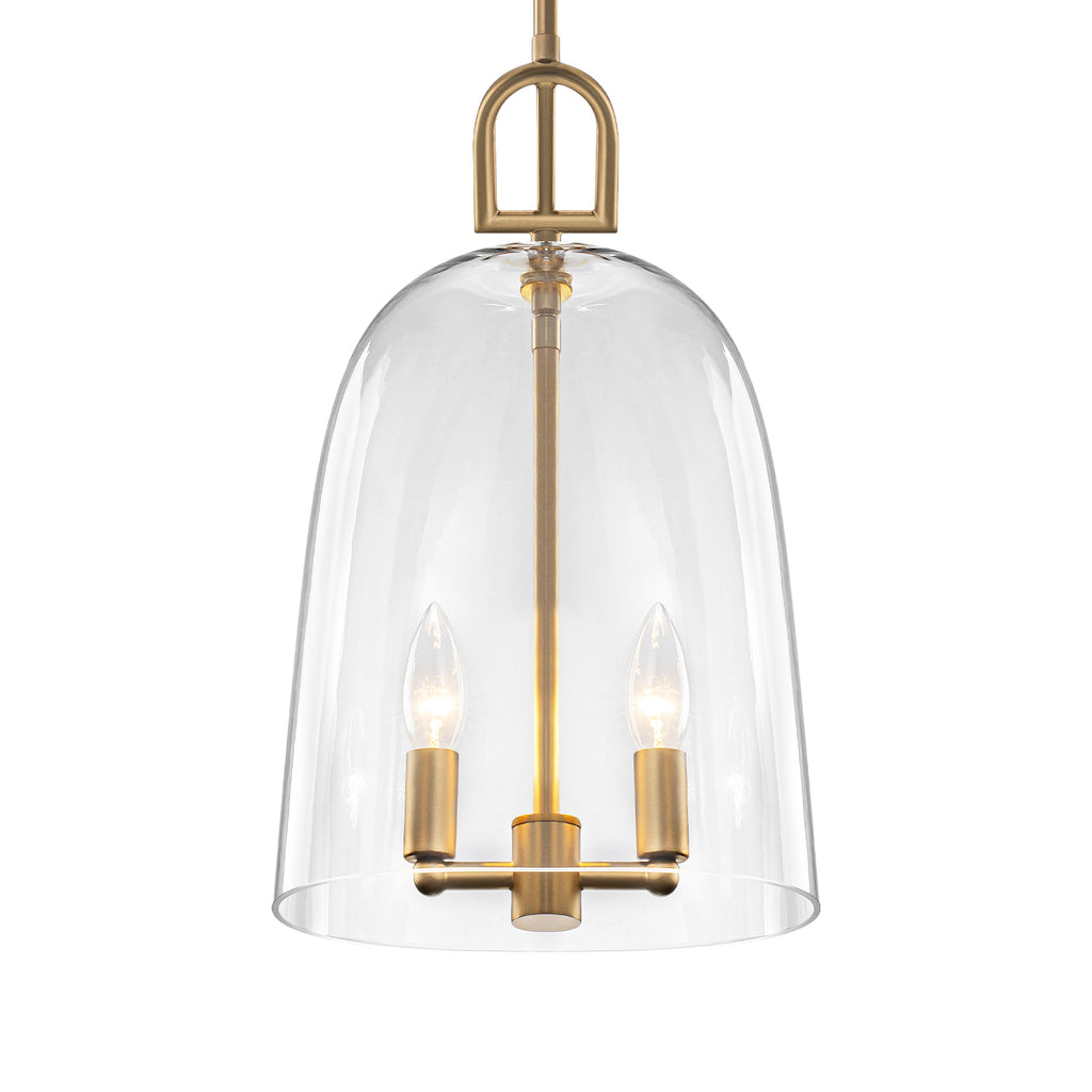 Natural Brass White Clear Glass Wood 2-Light Bell Pendant Light | SKU 81010000086458 | A81010000086458 (4).jpg