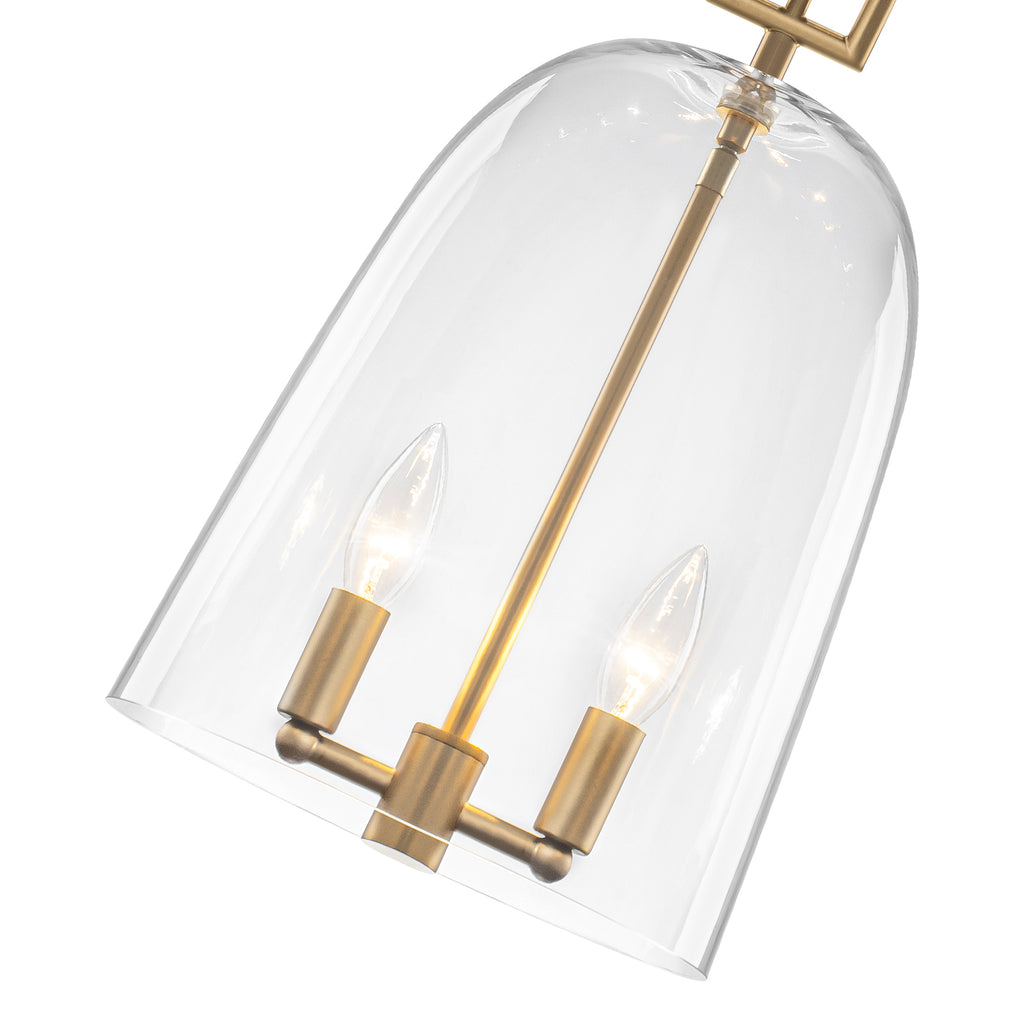 Natural Brass White Clear Glass Wood 2-Light Bell Pendant Light | SKU 81010000086458 | A81010000086458 (5).jpg
