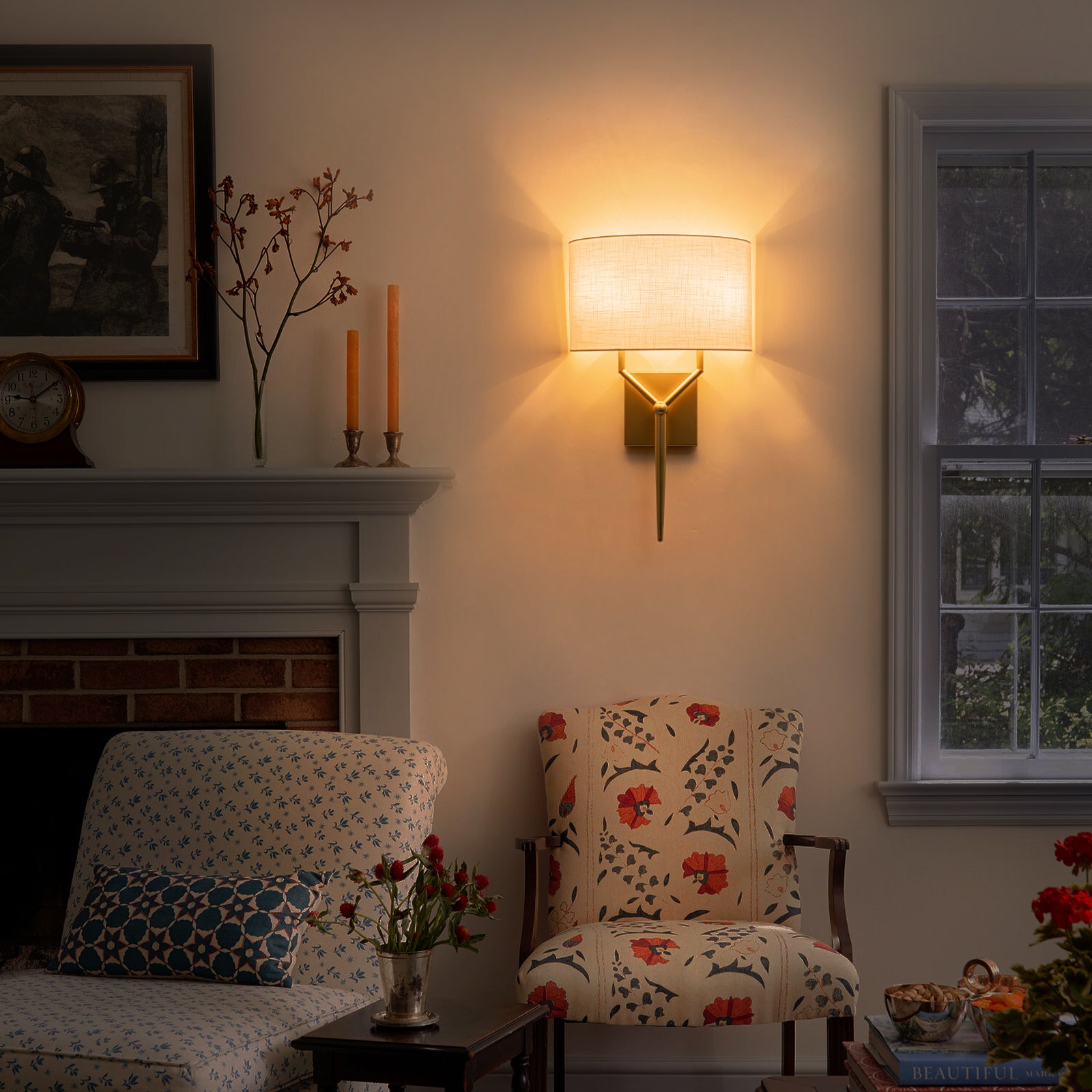 Gold White Fabric Shade Wall Sconce | SKU 81010000087678 | A81010000087678 (3).jpg