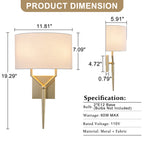 Gold White Fabric Shade Wall Sconce | SKU 81010000087678 | A81010000087678 (7).jpg