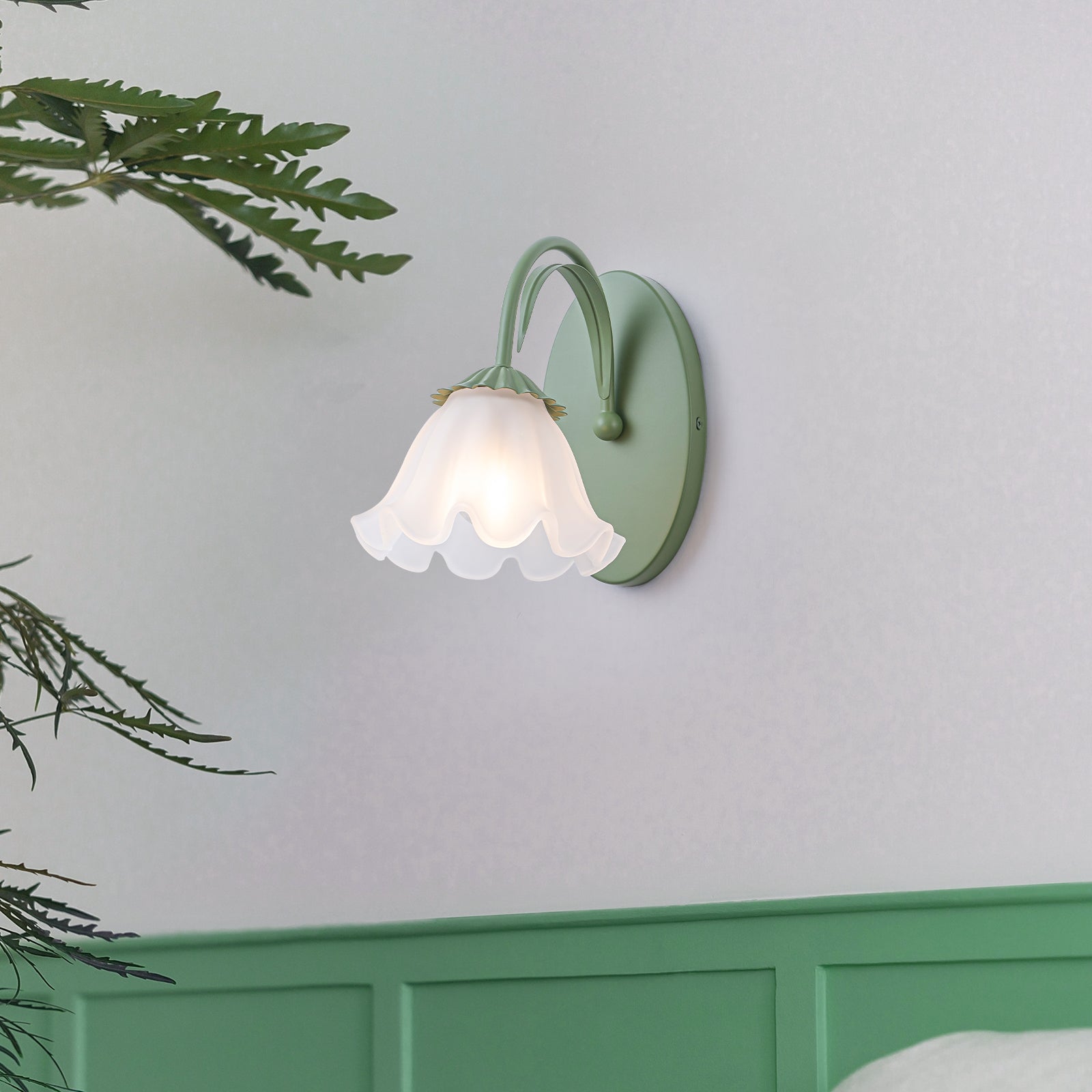 White Sage Green Frosted Glass Ceramic Wall Sconce | SKU 81010000087798 | A81010000087798 (1).jpg